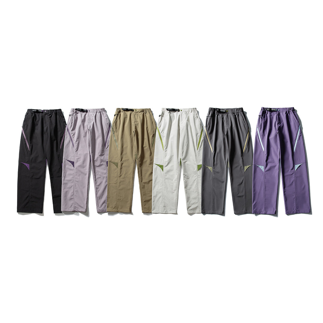Men's Technical Cargo Pants with Elastic Waistband, Integrated Belt, and Contrasting Inserts Amarae