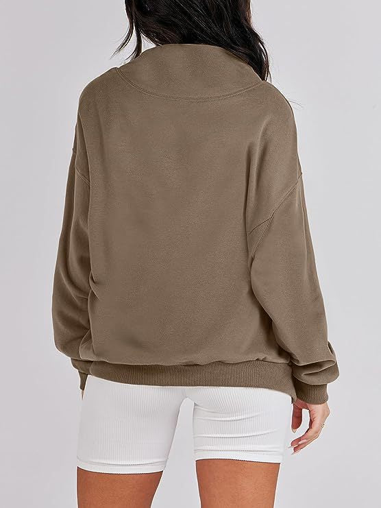 Oversized sweatshirt for women with a high collar and ribbed hem Lune London