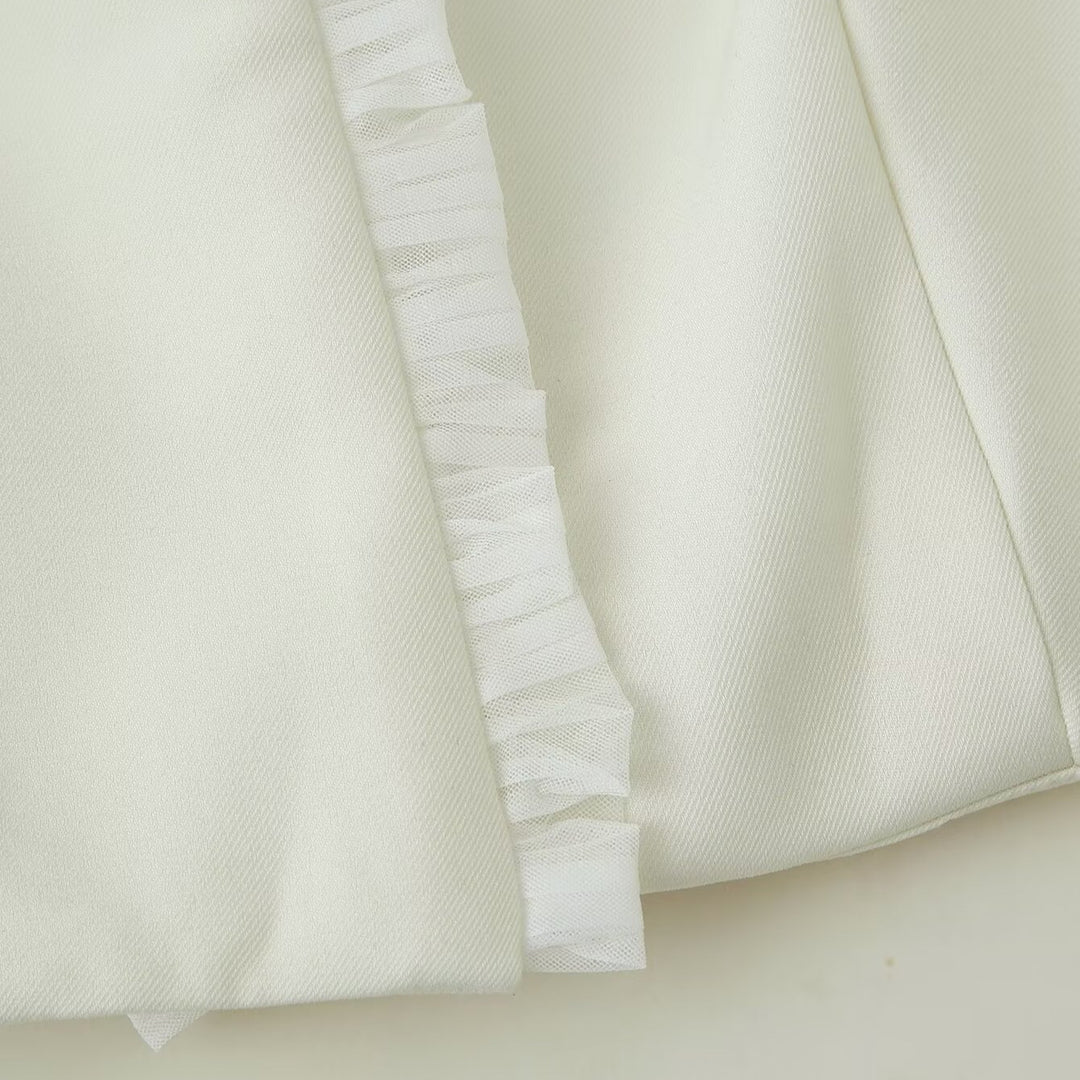 Women's Short Bolero Jacket with Ruffled Hem and Pleated Cuffs Amarae
