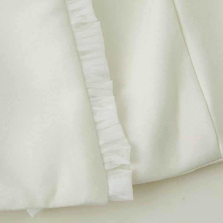 Women's Short Bolero Jacket with Ruffled Hem and Pleated Cuffs Amarae
