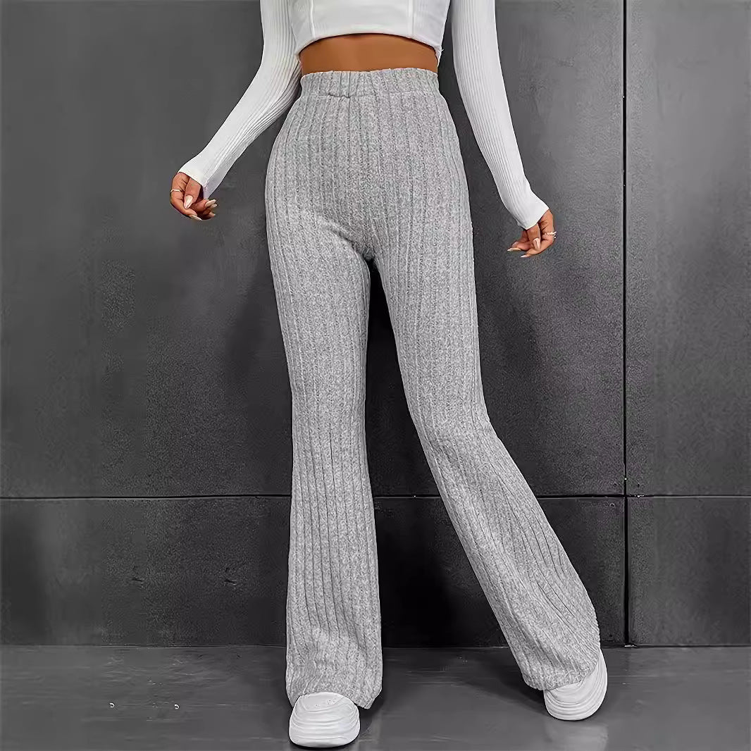 Wide ribbed knit trousers for women with elegant flair Lune London