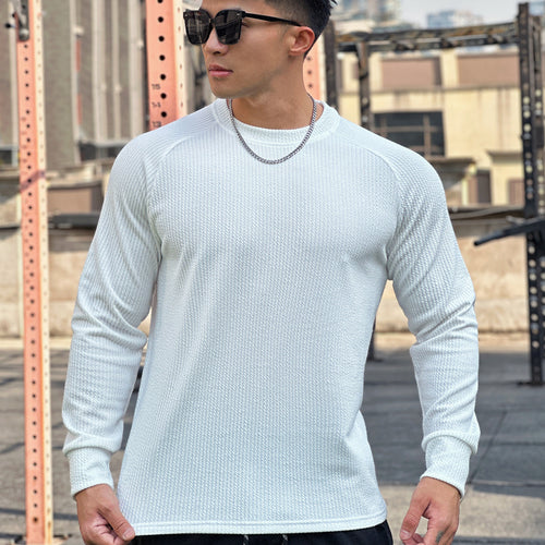 Men's long sleeve training t-shirt with textured design and breathable fabric Amarae