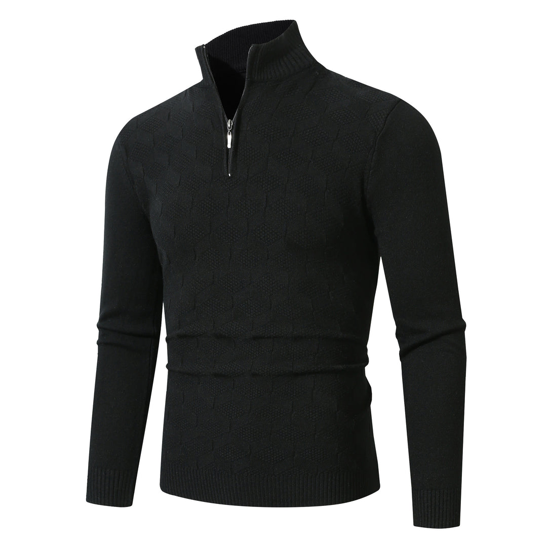 Trendy knit sweater for men with half-zip and structured design Lune London