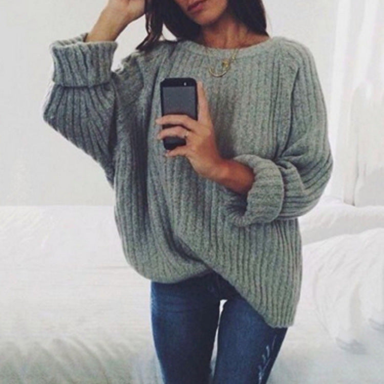 Oversized knit sweater for women with textured ribbed pattern and relaxed fit Lune London