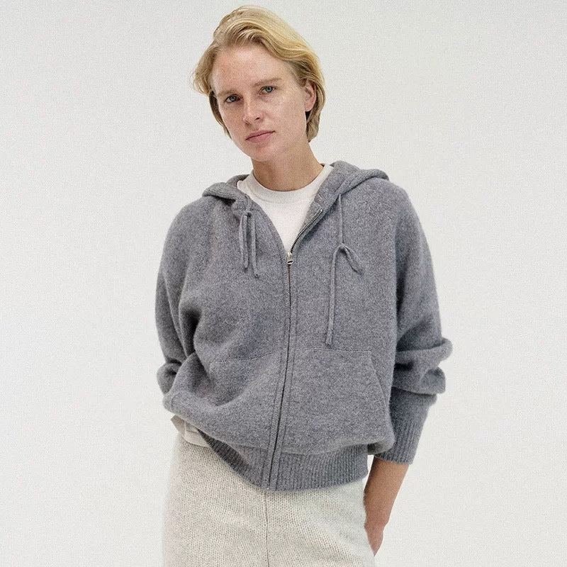 Hooded jacket for women in high-quality wool blend with practical pockets and modern cut Lune London