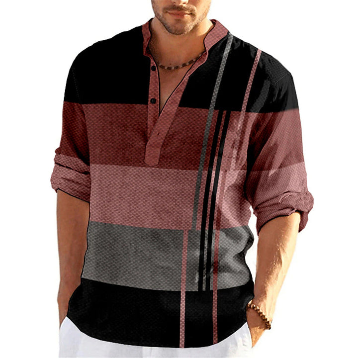 Amarae Casual Striped Popover Shirt for Men