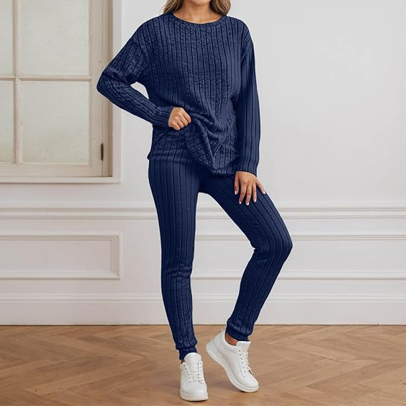 Ensemble tricot confortable pour femme avec texture côtelée Chic & Stil