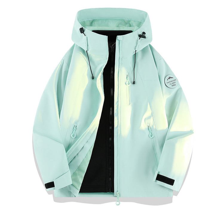 Women Lightweight Waterproof Hooded Jacket with Teddy Charm and Concealed Zipper Pockets Amarae