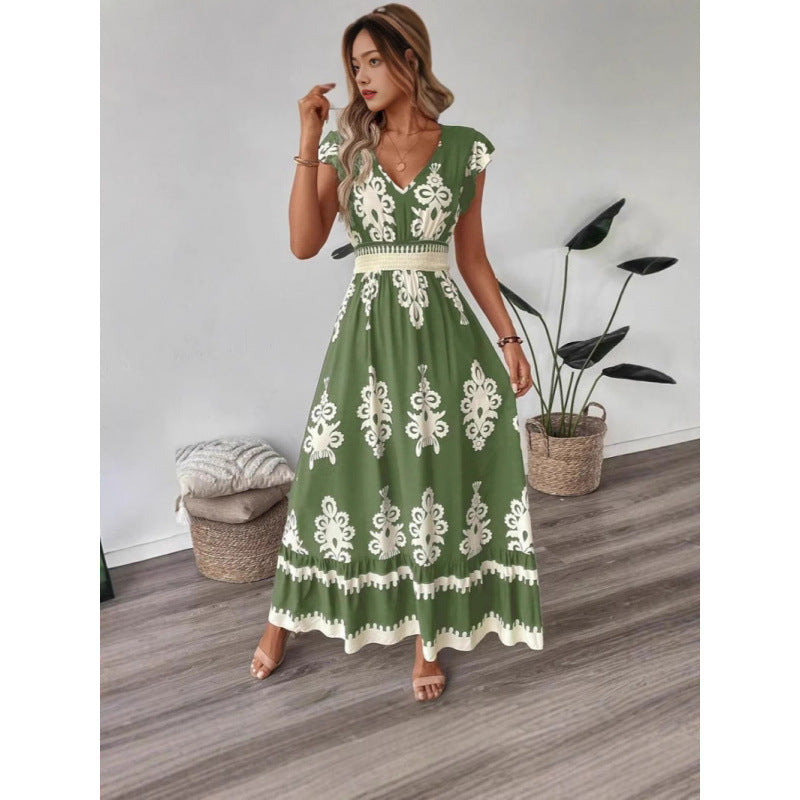 Lune London Embroidered V Neck Maxi Dress for Women