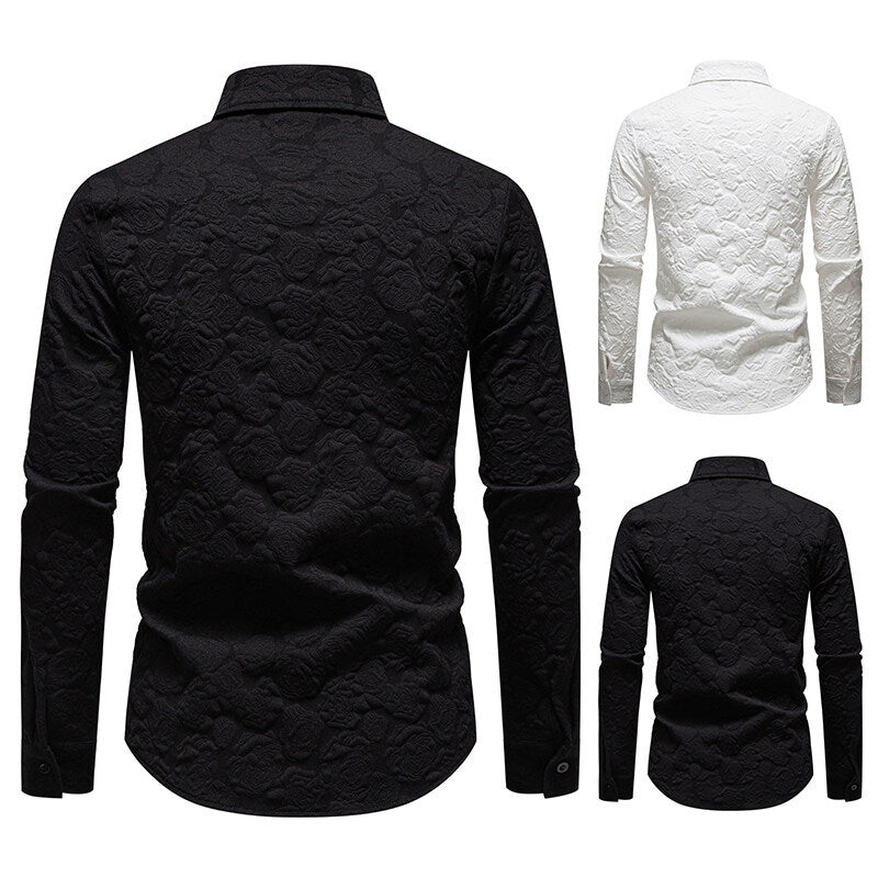 Men's Long Sleeve Shirt with Textured Design Amarae