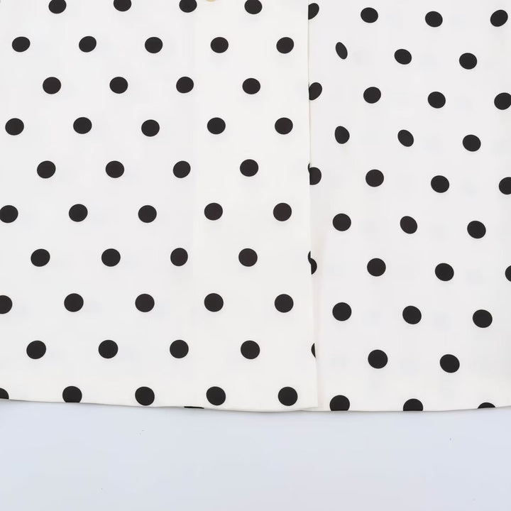 Women Mid-length Coat with Polka Dot Print, Double-breasted and Shawl Collar Amarae