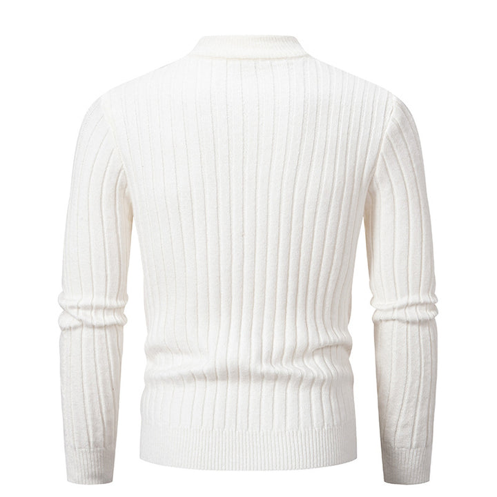 Chunky knit sweater for men with a modern textured pattern and a high collar Lune London