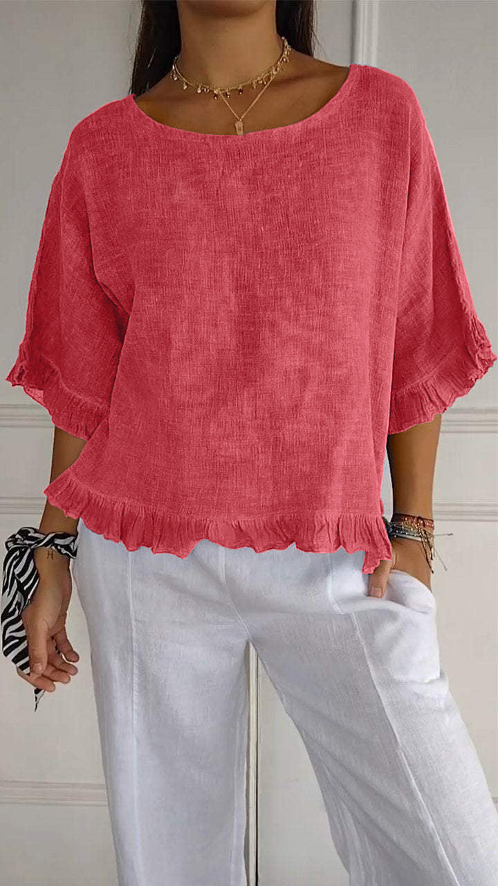 Casual blouse for women with gathered trim Lune London
