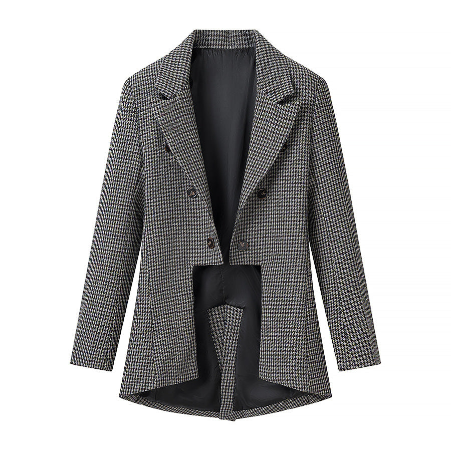 Ladies Tailored Houndstooth Blazer with Cutaway Hem Amarae