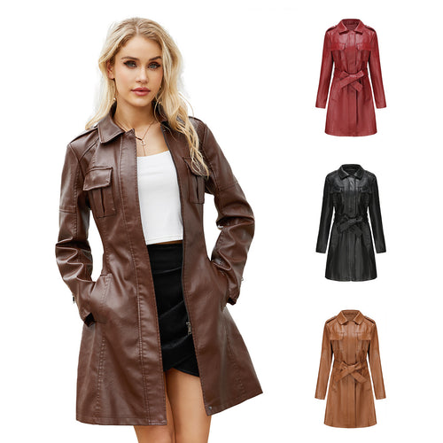 Fashion trench coat for women in high-quality faux leather Amarae