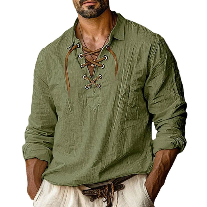 Men's Casual Long-Sleeve Shirt with Elegant Lacing Lune London