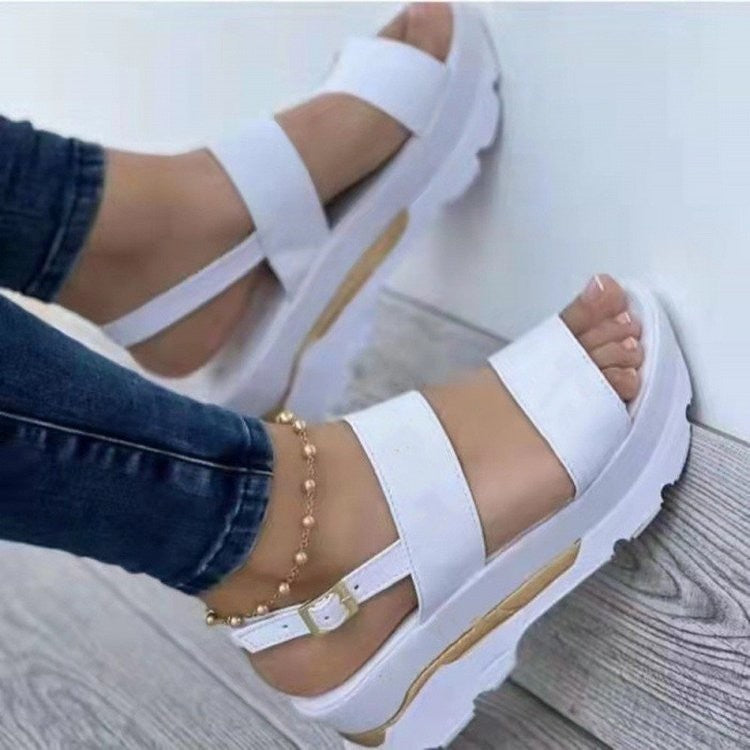 Women's platform sandals with wide adjustable straps and non-slip sole Lune London