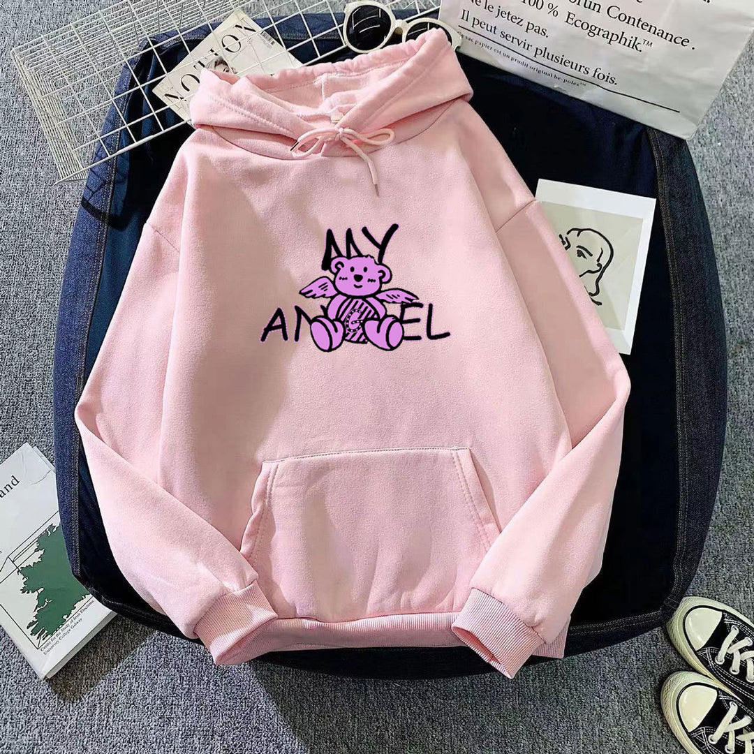 Women's hoodie with cute angel bear design Chic & Stil