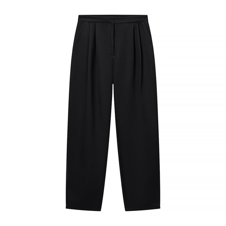 Women's high-waisted wide trousers with pleats, crease and side pockets Amarae