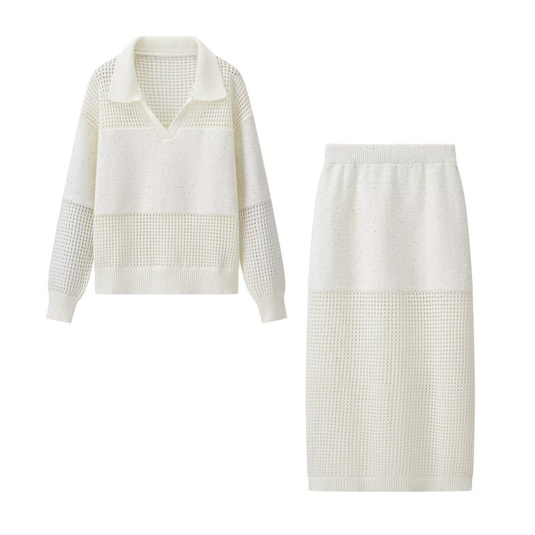 Robe tricotée pour femmes avec décolleté en V moderne et taille élastique