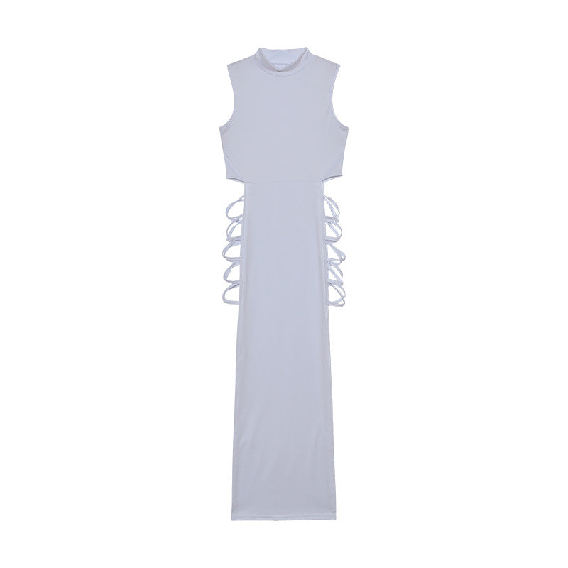 Maxi sleeveless dress with cutouts for women with laces on the side Lune London