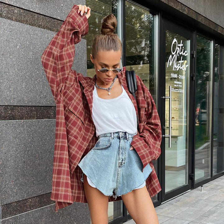 Casual oversized checkered shirt Lune London for ladies