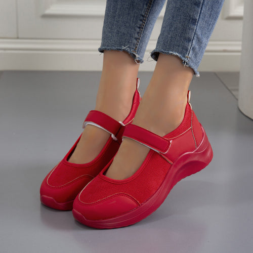 Comfortable lace-up shoes for ladies with velcro closure and breathable mesh surface Amarae