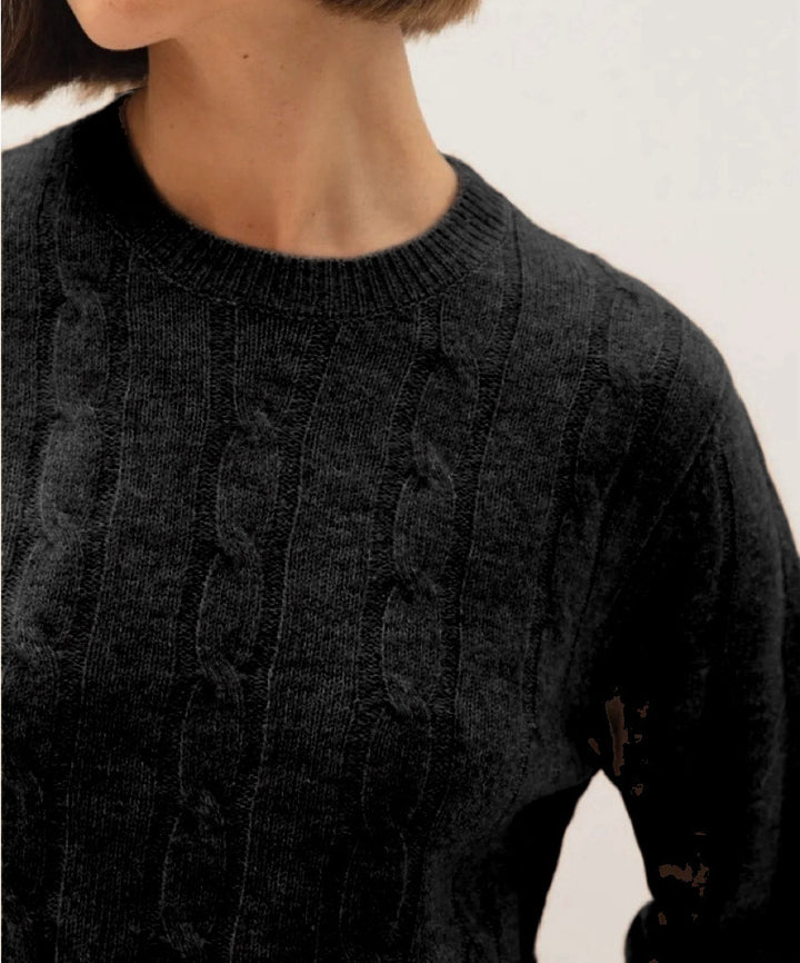 Ladies warm knitted sweater with cable knit pattern Lune London