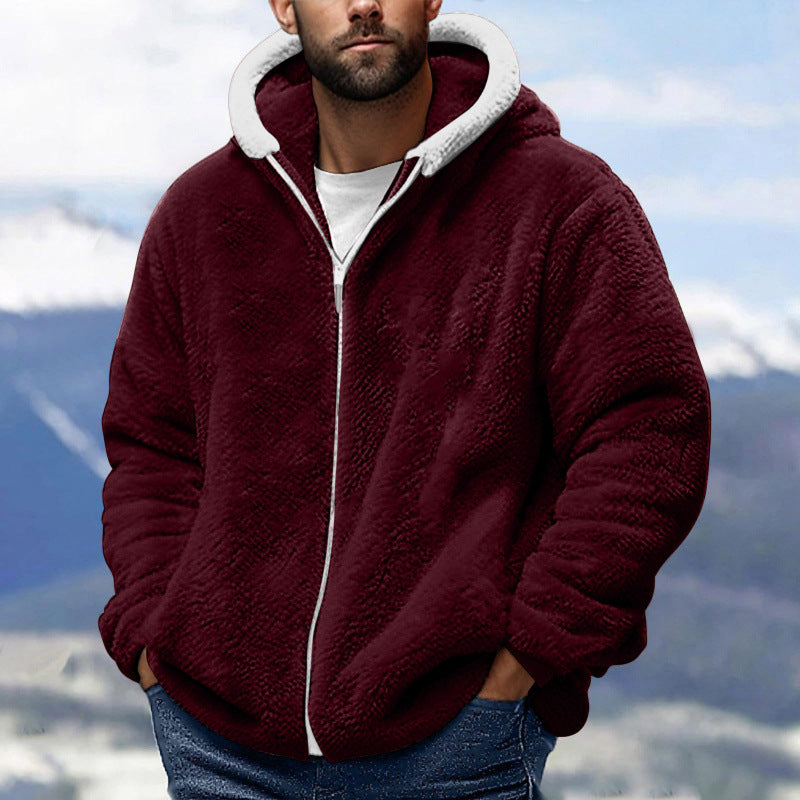 Men's Cozy Teddy Fleece Zip-Up Hoodie with Oversized Fit Amarae