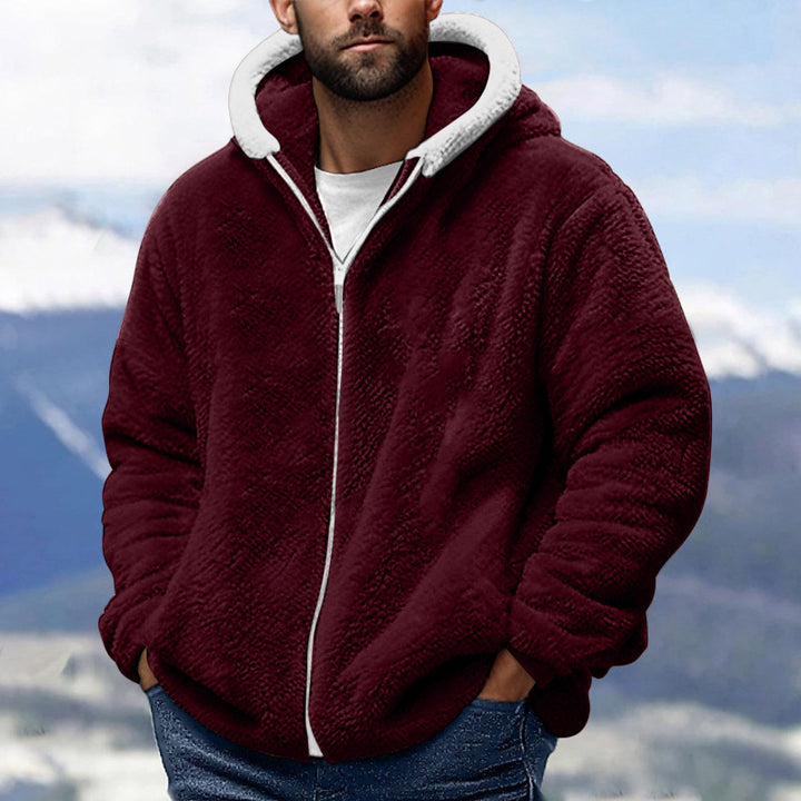 Men's Cozy Teddy Fleece Zip-Up Hoodie with Oversized Fit Amarae