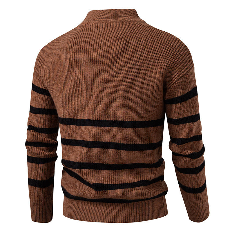 Trendy turtleneck sweater for men with textured design and half zip Lune London