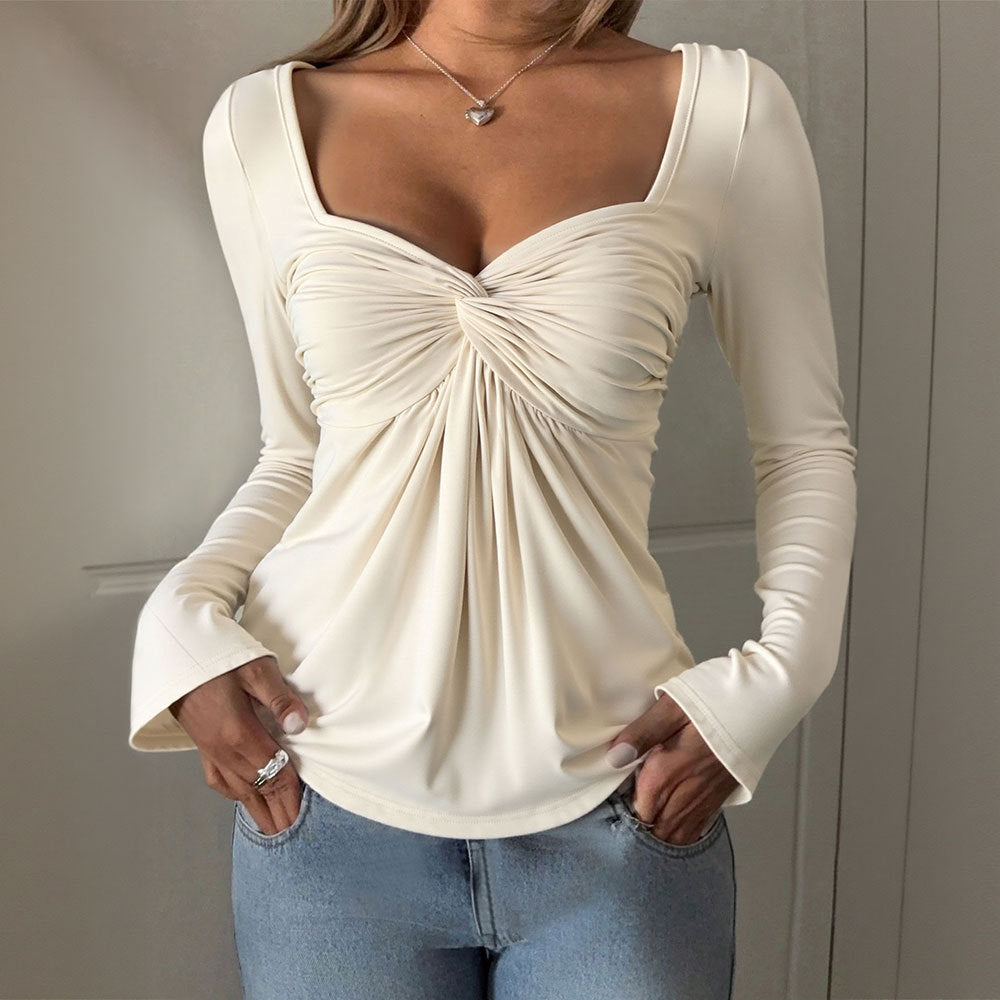Haut élégant drapé pour femmes avec des manches trompette longues Chic & Stil
