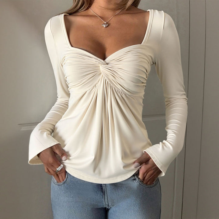 Haut élégant drapé pour femmes avec des manches trompette longues Chic & Stil