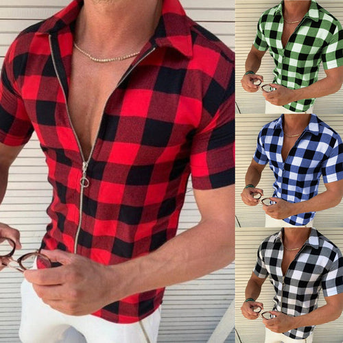 Men's Short Sleeve Shirt with Zipper Amarae