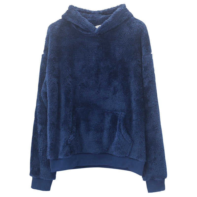 Ladies cozy fleece hoodie with high collar and kangaroo pocket Lune London