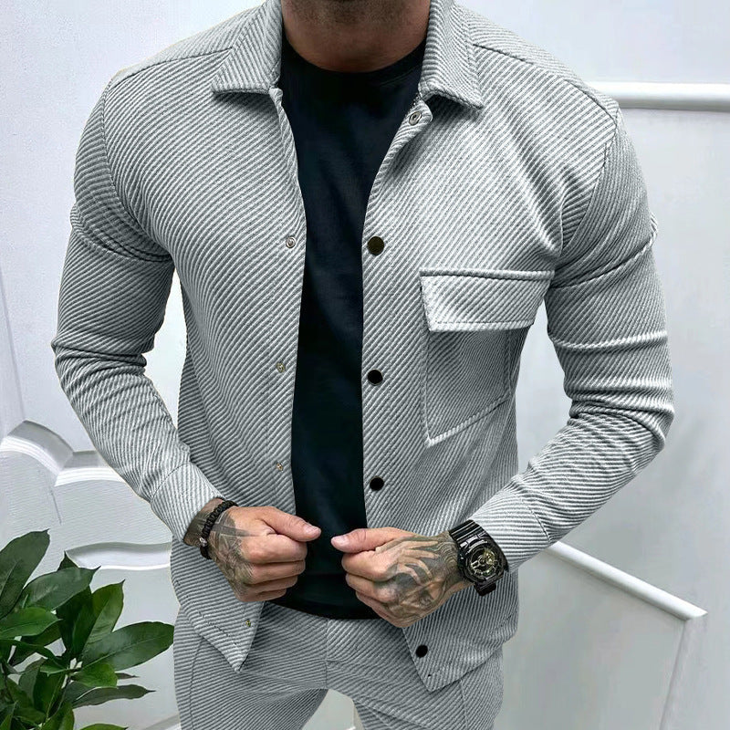 Men's elegant casual top with textured design and practical chest pocket Amarae