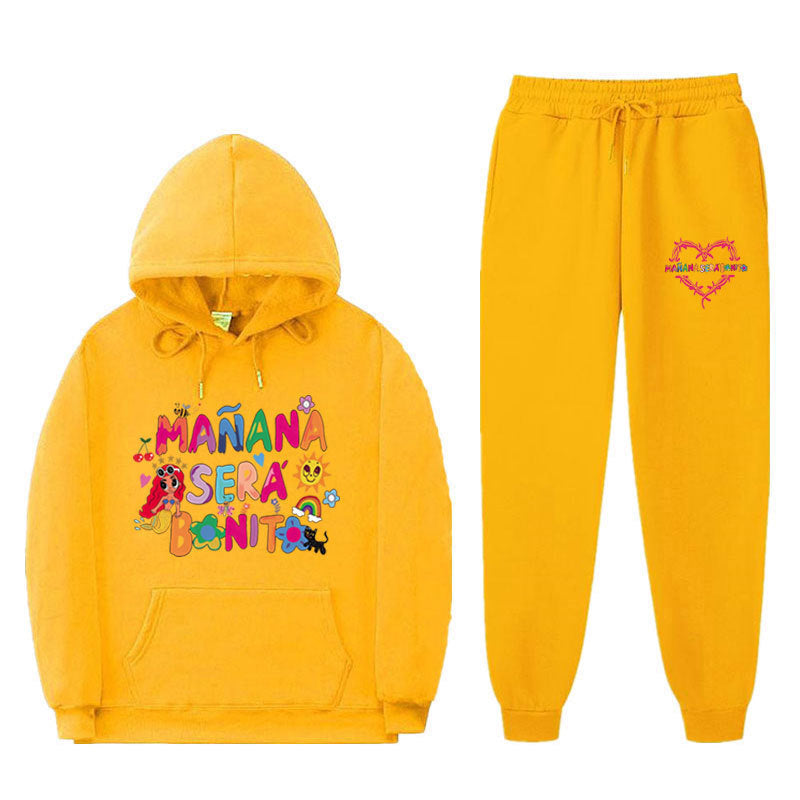 Women's Sweatshirt and Jogging Pants Set with Colorful Print Lune London