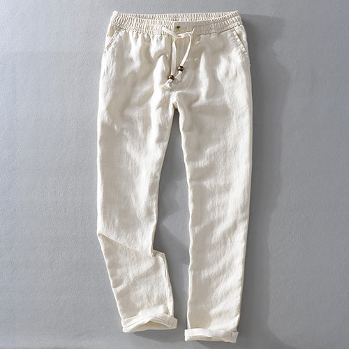 Casual linen pants for ladies with elastic waist and side pockets Amarae