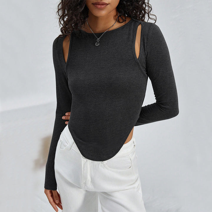 Haut court à manches longues pour femmes avec découpe subtile Chic & Stil