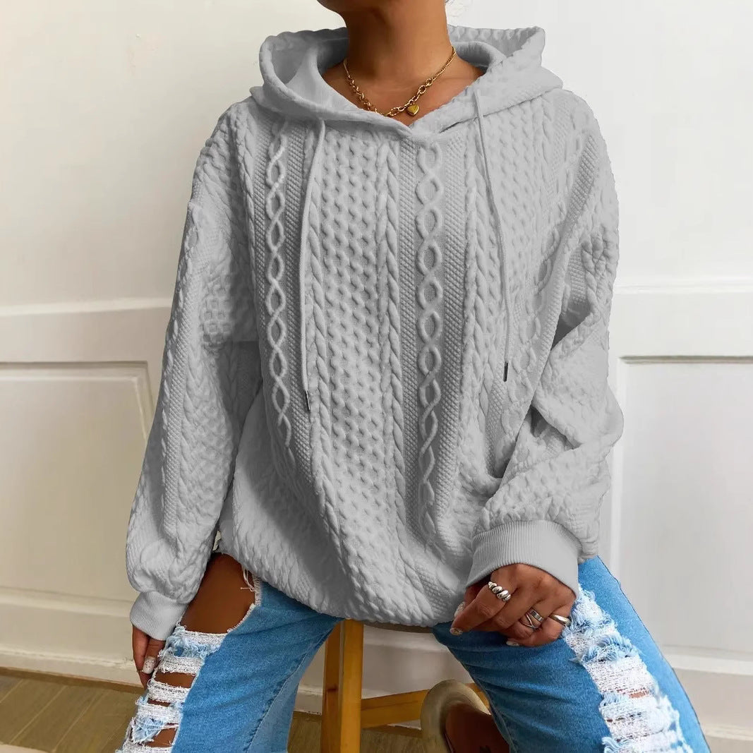 Ladies comfortable hoodie with chic and stylish textured knit design