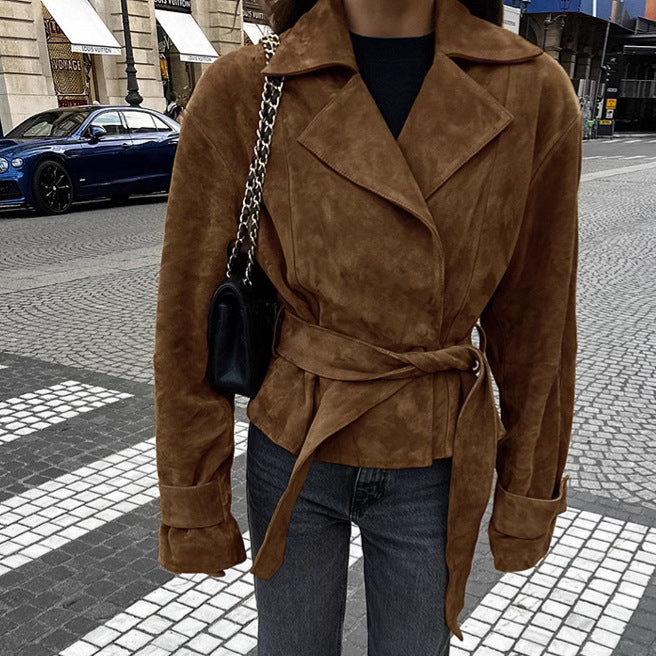 Faux suede jacket for ladies with tailored design Lune London