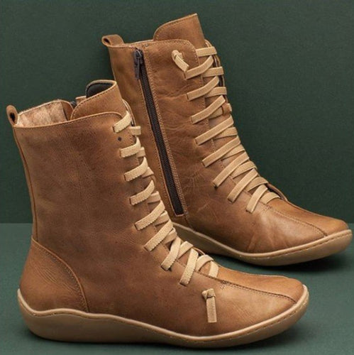 High shaft leather boots for women with breathable laces Amarae