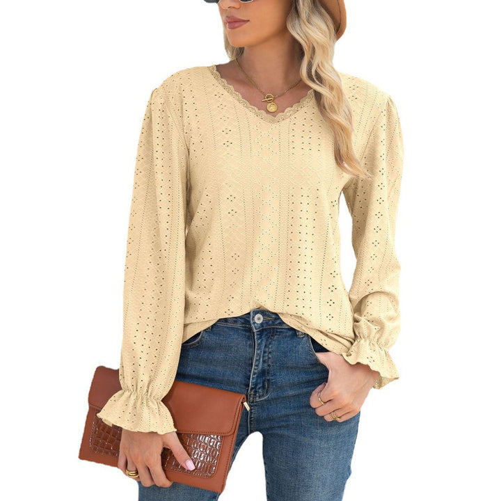 Ladies' blouse with openwork pattern and elasticated sleeve cuffs Lune London