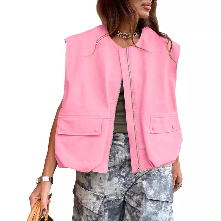 Women's Stylish Utility Vest with Zipper Lune London