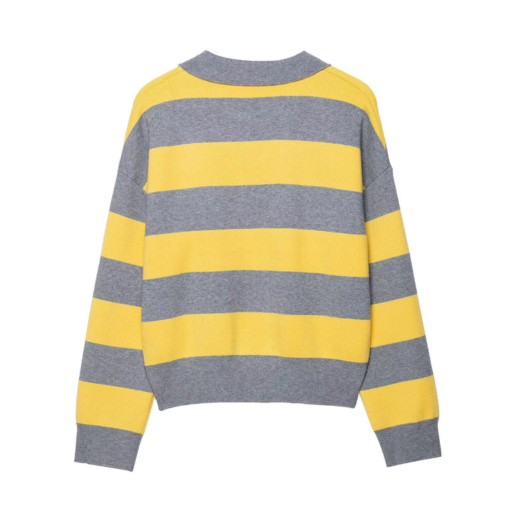 Wide patterned polo sweater for women with short sleeves Lune London