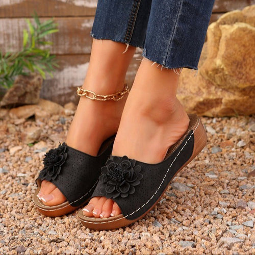 Amarae floral embellished slide sandals for women
