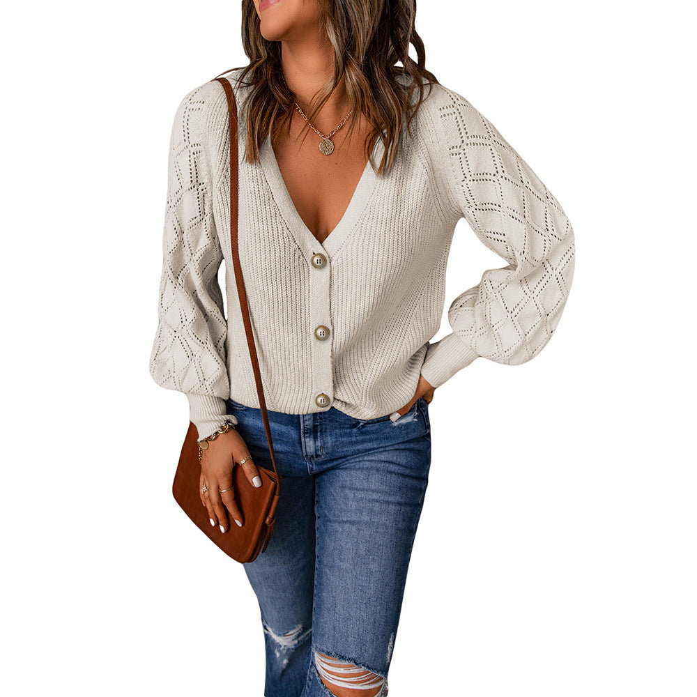 Knit jacket for women with a romantic ribbed pattern and elegant button details Lune London