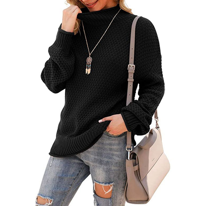 Pull en tricot pour femmes avec col montant et aspect texturé Chic & Stil