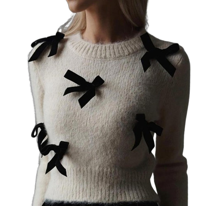 Knit sweater for women with playful bow details Lune London