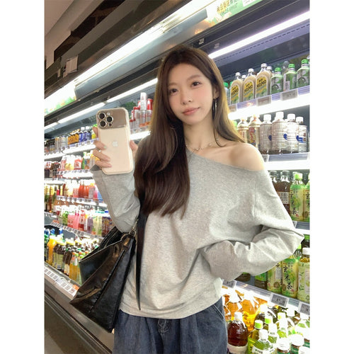 Women's Casual Off-Shoulder Long Sleeve Shirt Chic & Stil